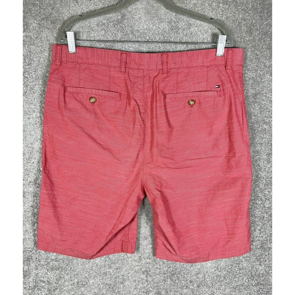 Tommy Hilfiger‎ Striped Chino Shorts Mens Size 36 Pale Red Cotton Pockets